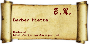 Barber Mietta névjegykártya